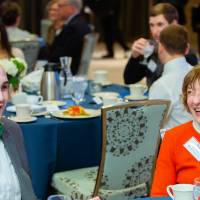 Benjamin Parsell making a donor laugh at Scholarship Dinner 2019